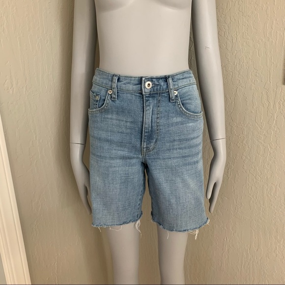 ELLA MOSS High Waist Straight Denim Shorts Raw Hem High Rise Size 4/27 - Picture 5 of 15